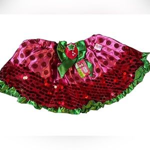 Girls Strawberry Shortcake Tutu Skirt  Sequin Pink Red Small 4-6 Costume